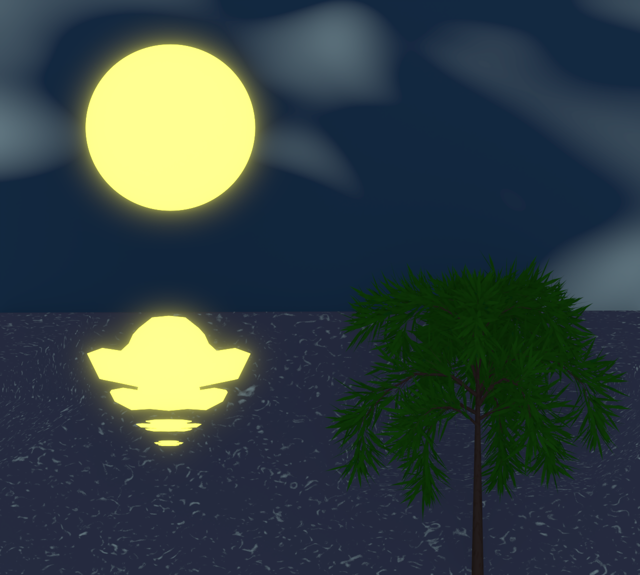 夜の海のイラスト