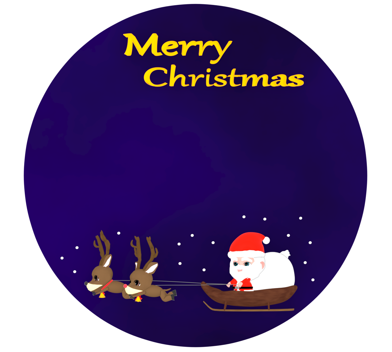 夜空を飛ぶサンタクロースのクリスマスカード