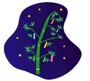 夜空と七夕の短冊のイラスト