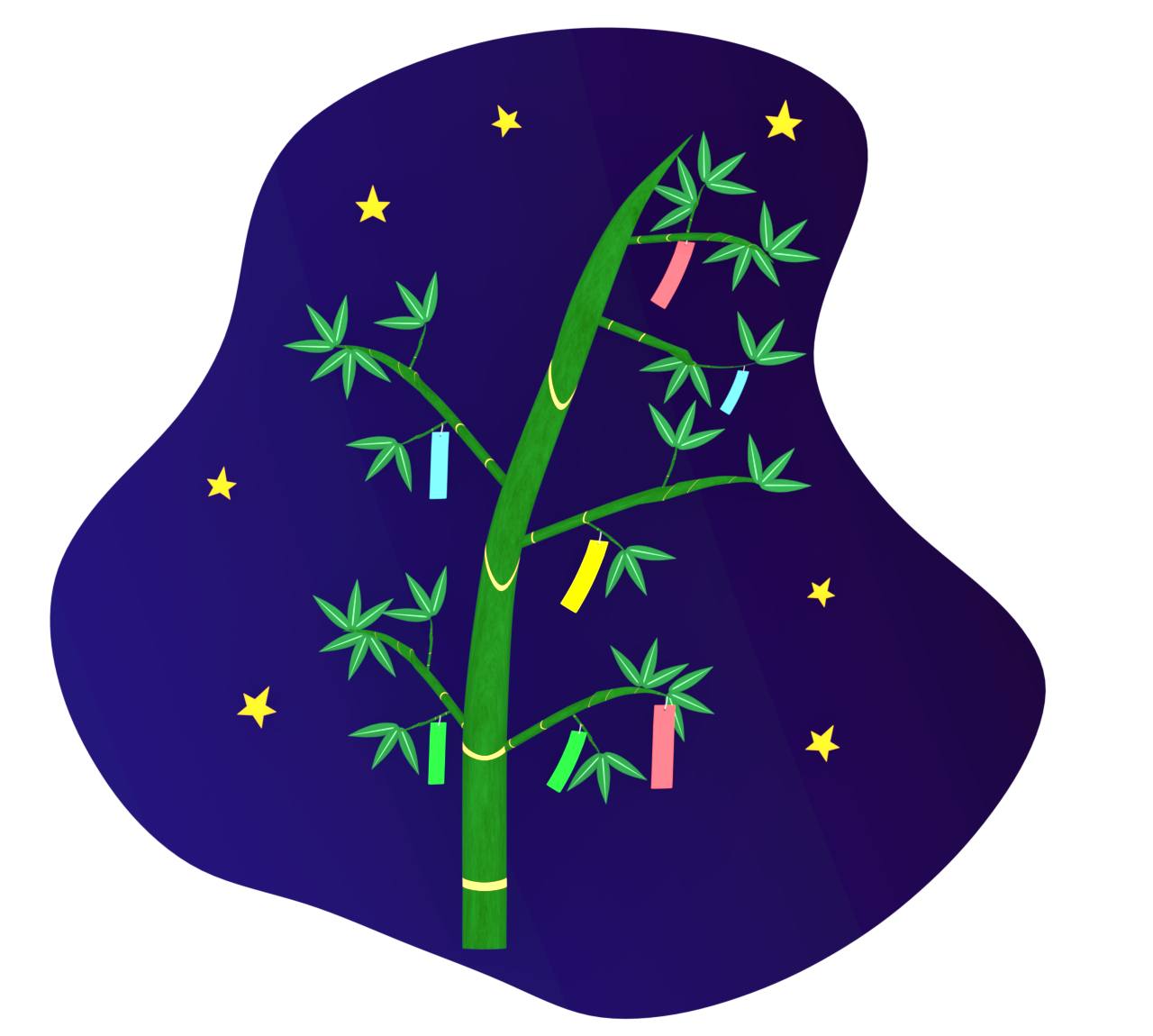 夜空と七夕の短冊のイラスト