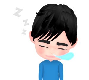 鼻提灯を膨らませて眠る男性のイラスト