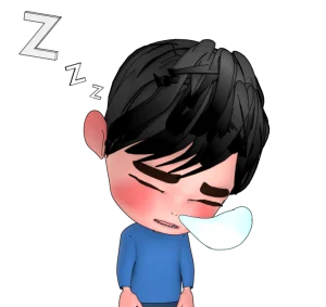 鼻提灯を膨らませて眠る男性のイラスト