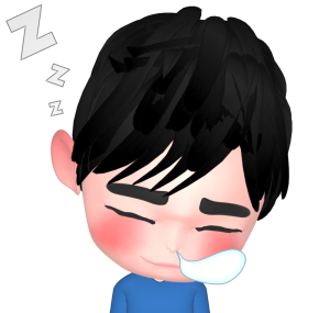 鼻提灯を膨らませて眠る男性のイラスト