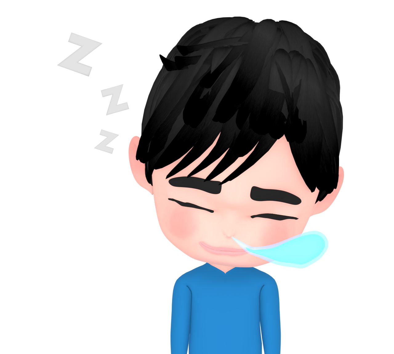 鼻提灯を膨らませて眠る男性のイラスト