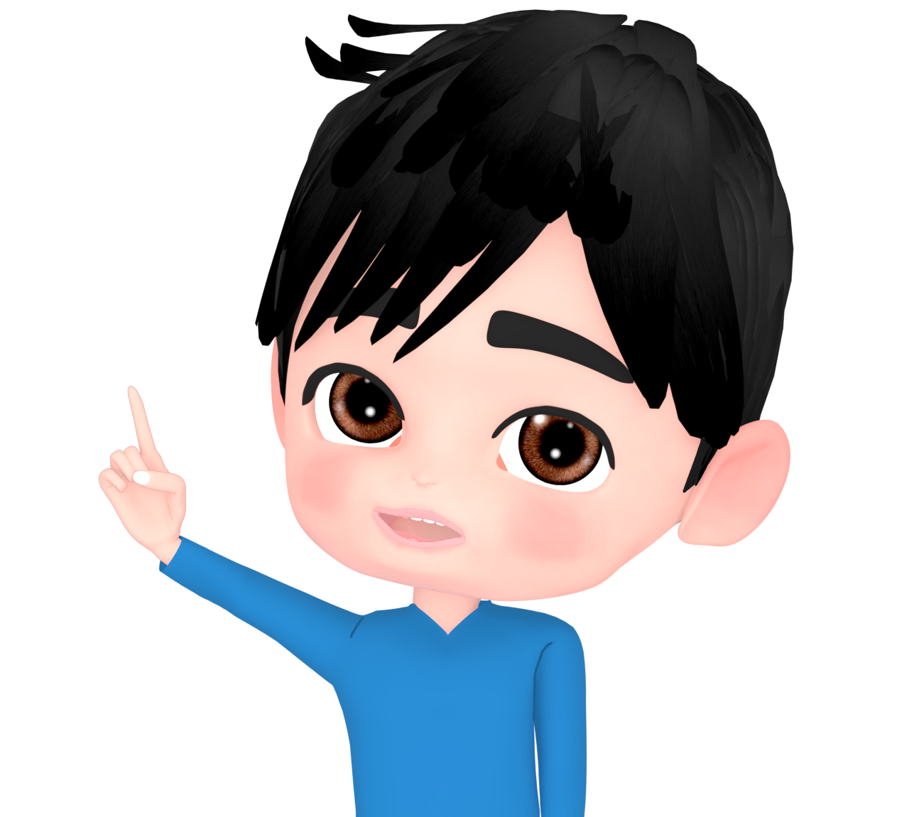 数字の「１」を手の指で伝える男性のイラスト