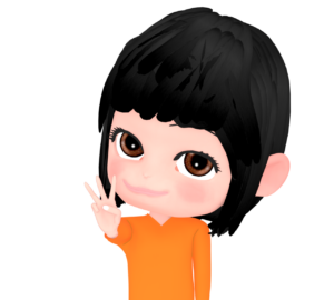 「３」の形を指で作る女性のイラスト