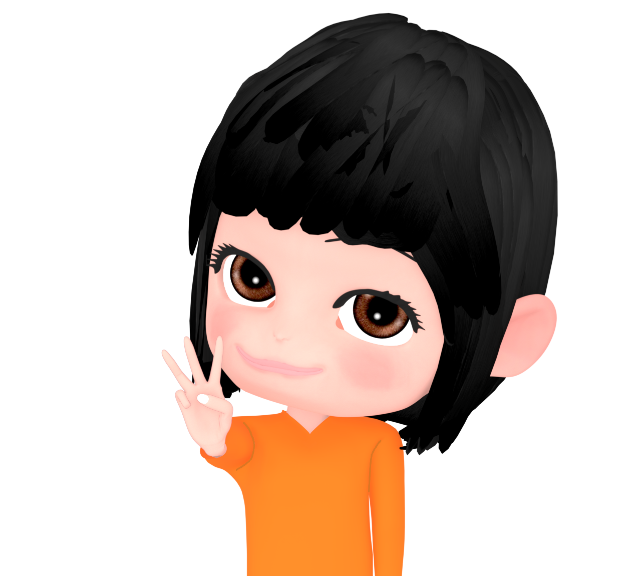 「３」の形を指で作る女性のイラスト