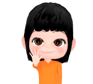 数字の「５」を手の指で伝える女性のイラスト