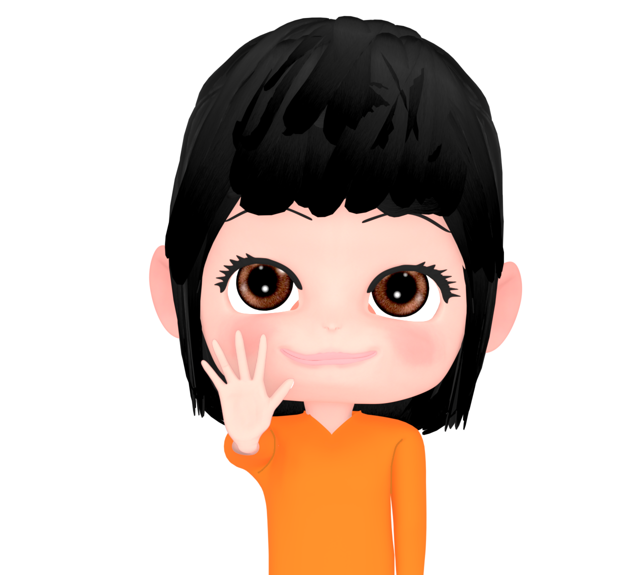 数字の「５」を手の指で伝える女性のイラスト