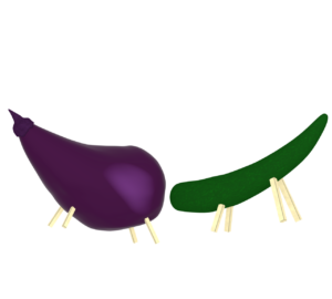 お盆に飾る精霊馬のナスとキュウリのイラスト