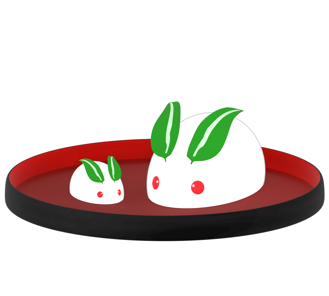 おぼんと雪うさぎのイラスト