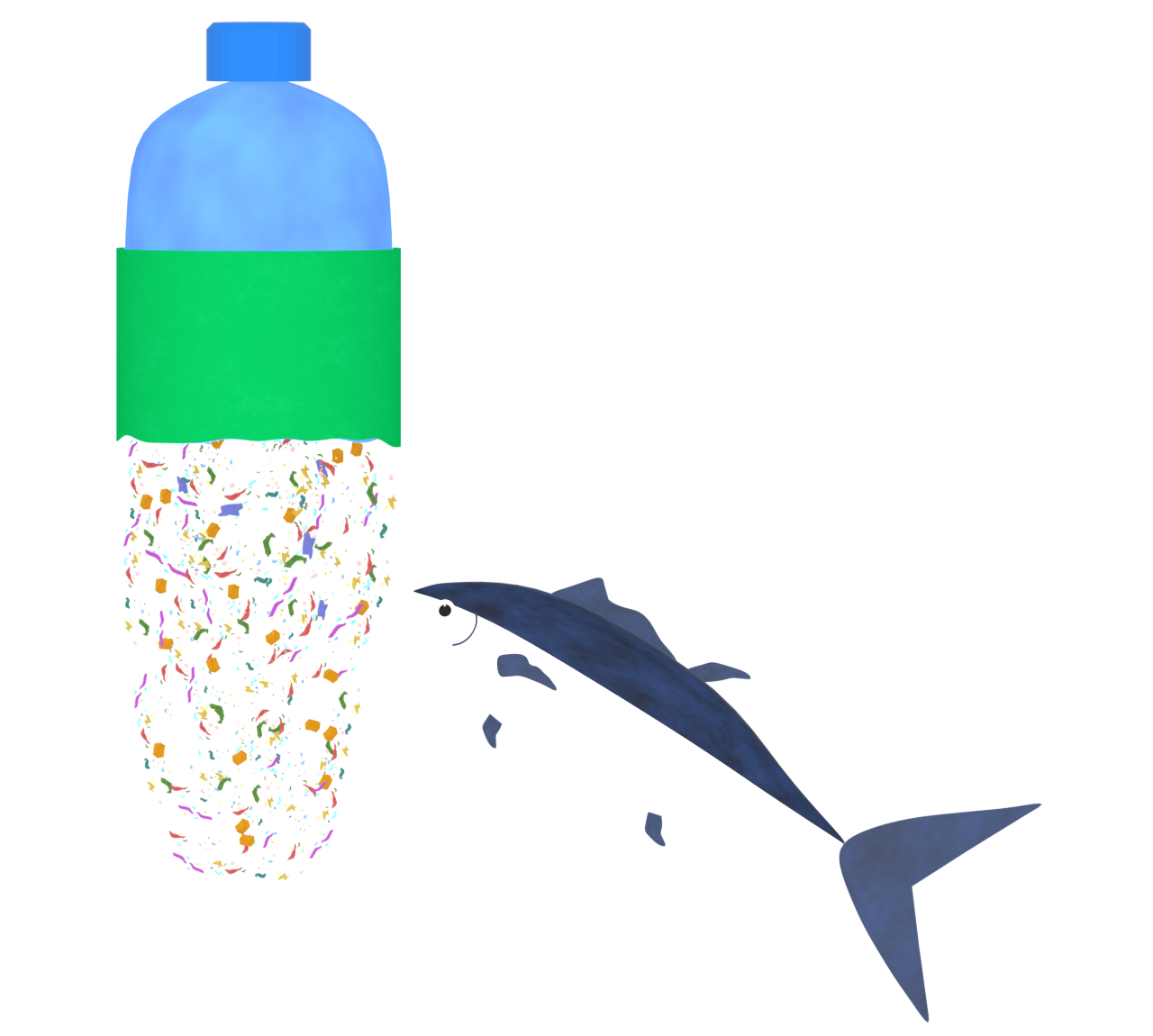 海洋マイクロプラスチック問題のイラスト