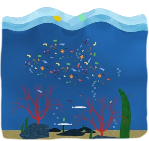 海に流出するマイクロプラスチックのイラスト