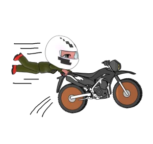 オフロードバイクでアクロバットに乗るライダーのイラスト