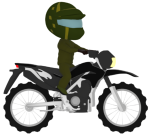 バイクでオフロードを運転するイラスト