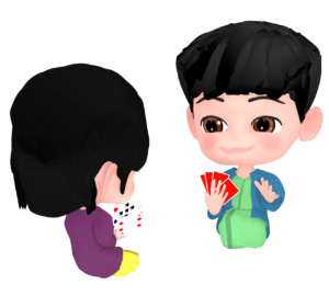 ババ抜きをする子どものイラスト