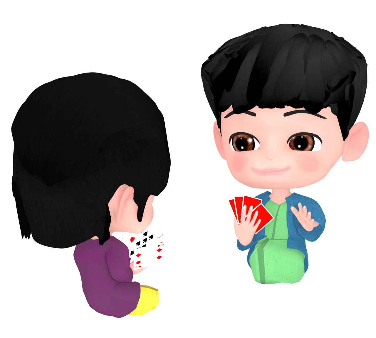 ババ抜きをする子どものイラスト
