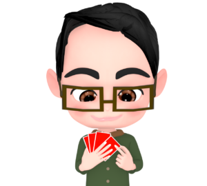 ババ抜きをする男性のイラスト