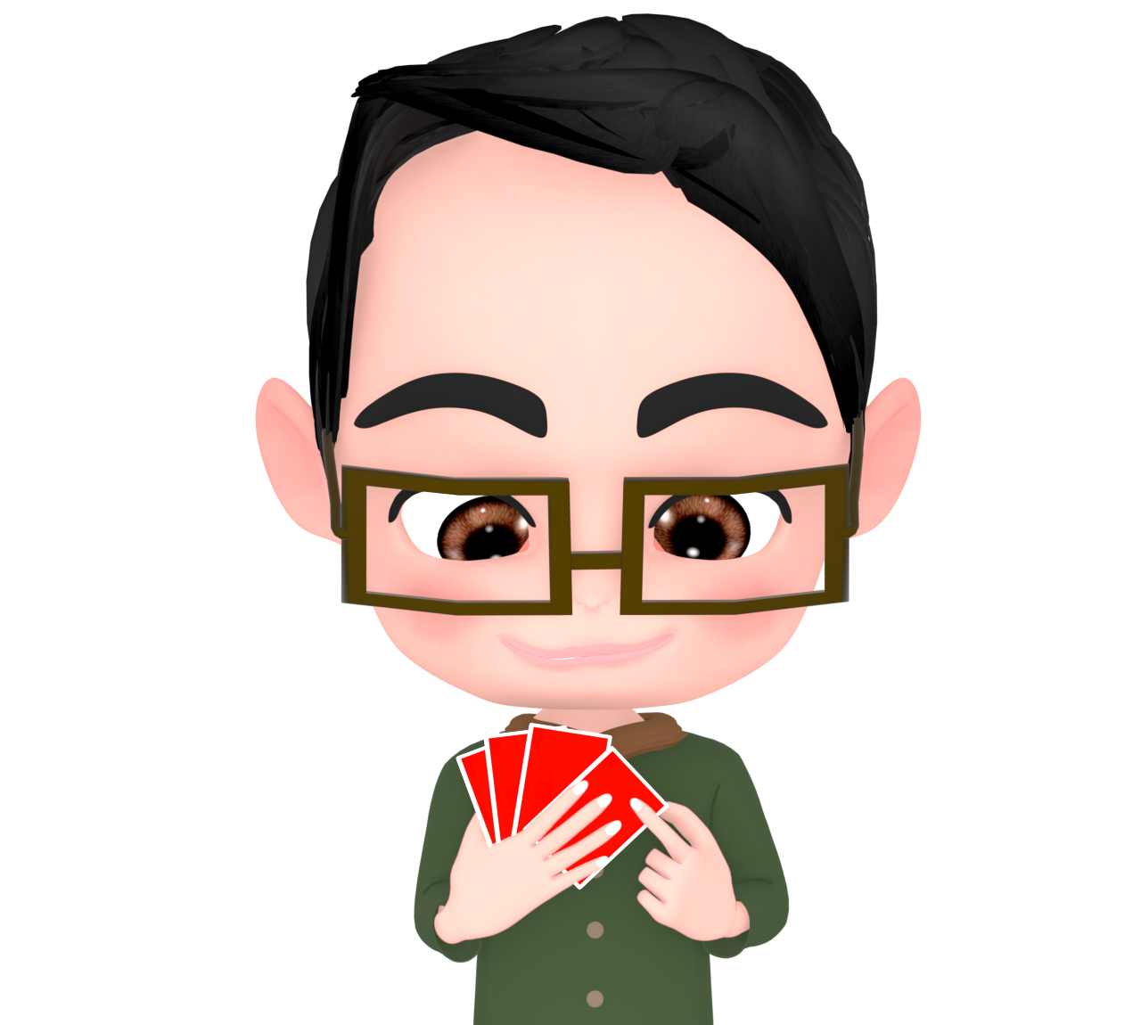 ババ抜きをする男性のイラスト