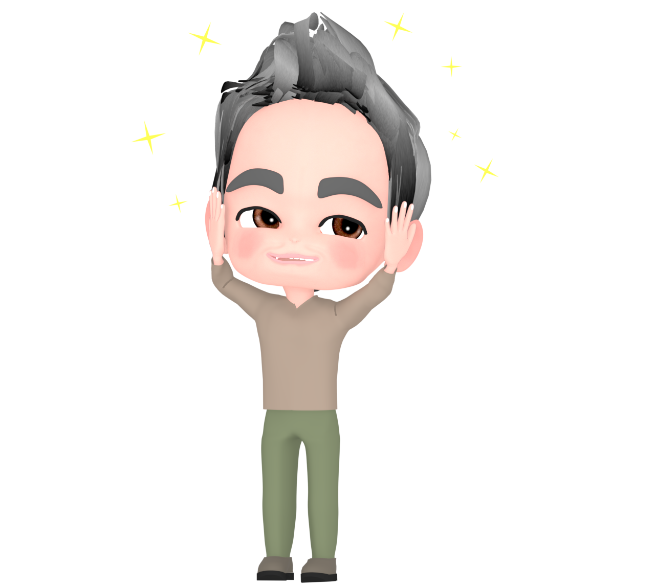 髪がふさふさの中高年のイラスト