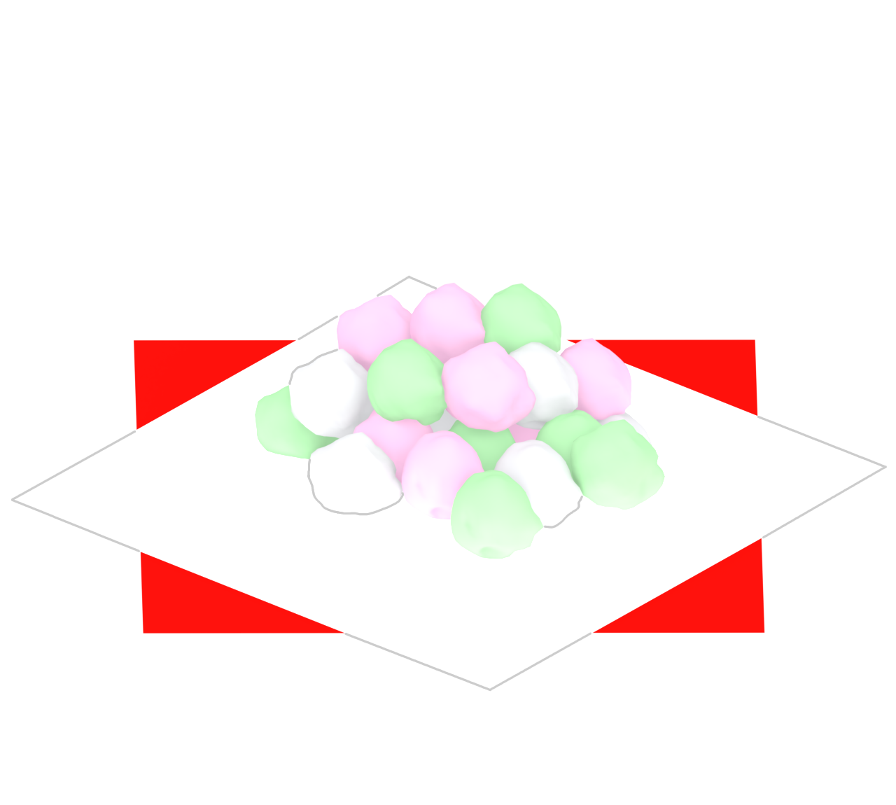 紙の上のひなあられのイラスト