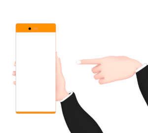 スマホを持って指をさすイラスト