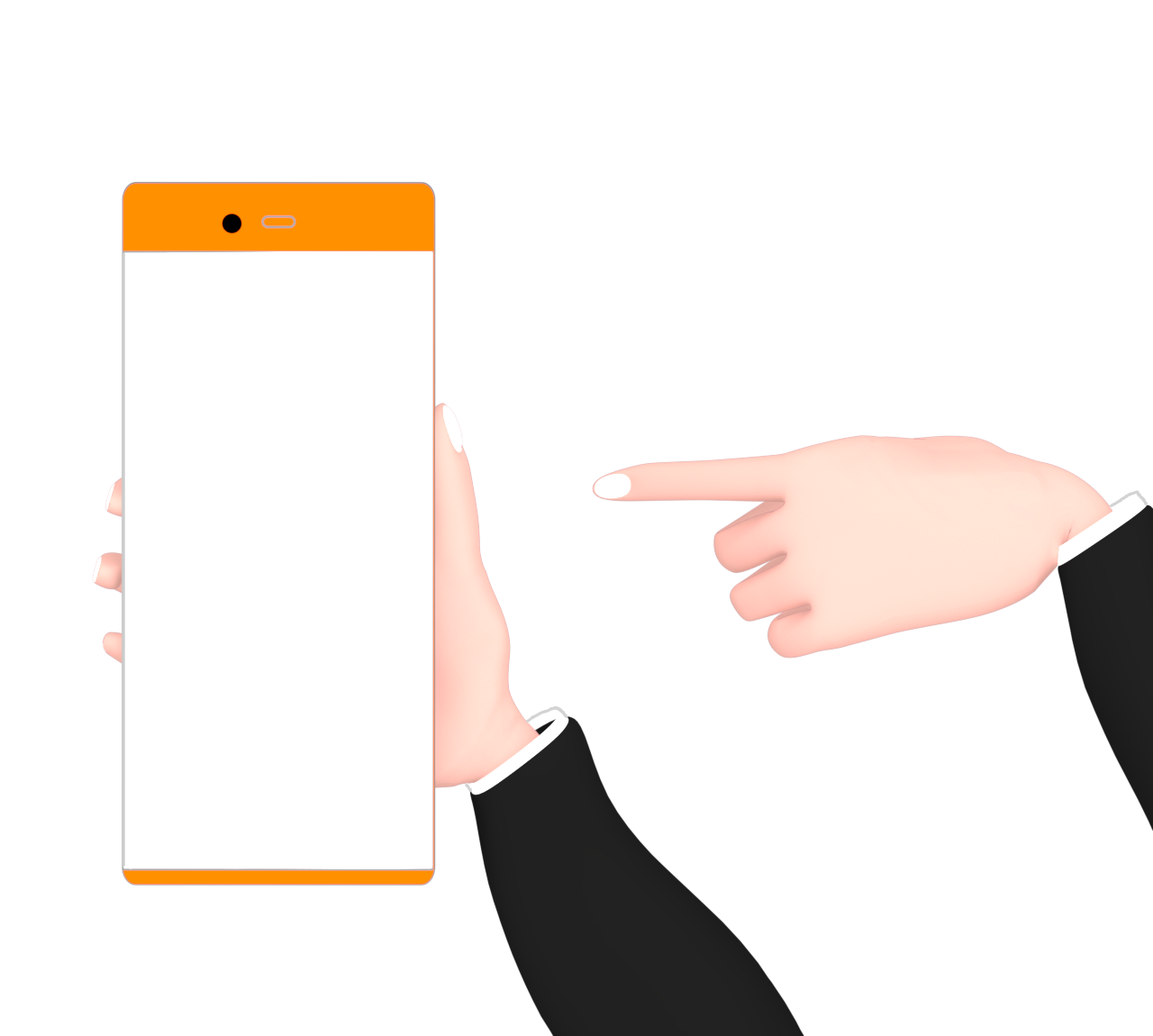 スマホを持って指をさすイラスト