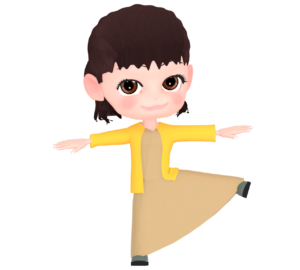 片足でバランスをとる女性のイラスト