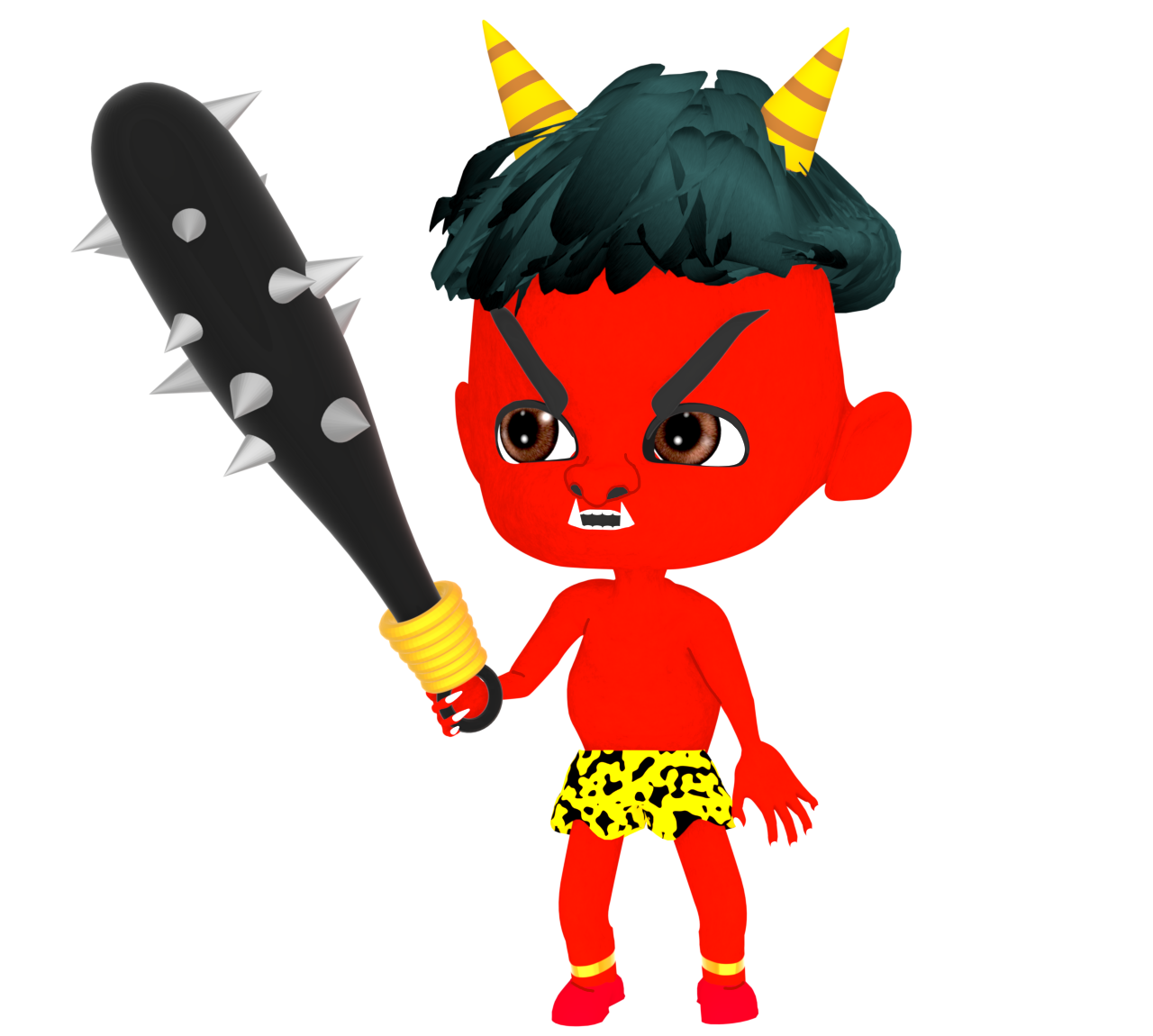 鬼に金棒のイラスト（貪欲の赤鬼）