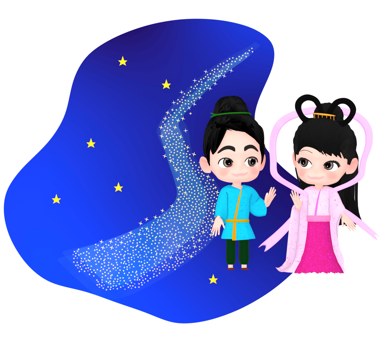 天の川を越える彦星のイラスト