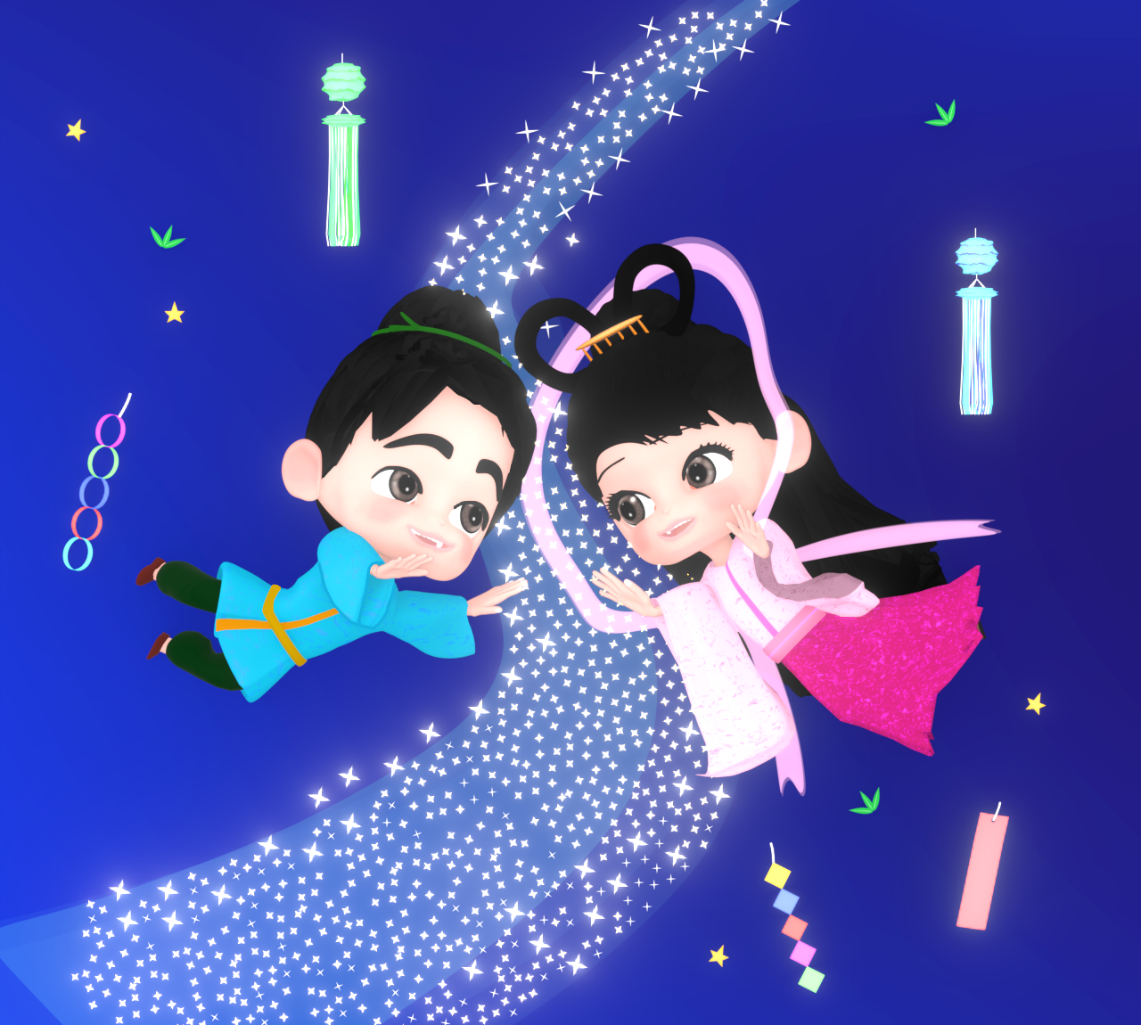 七夕の夜のイラスト