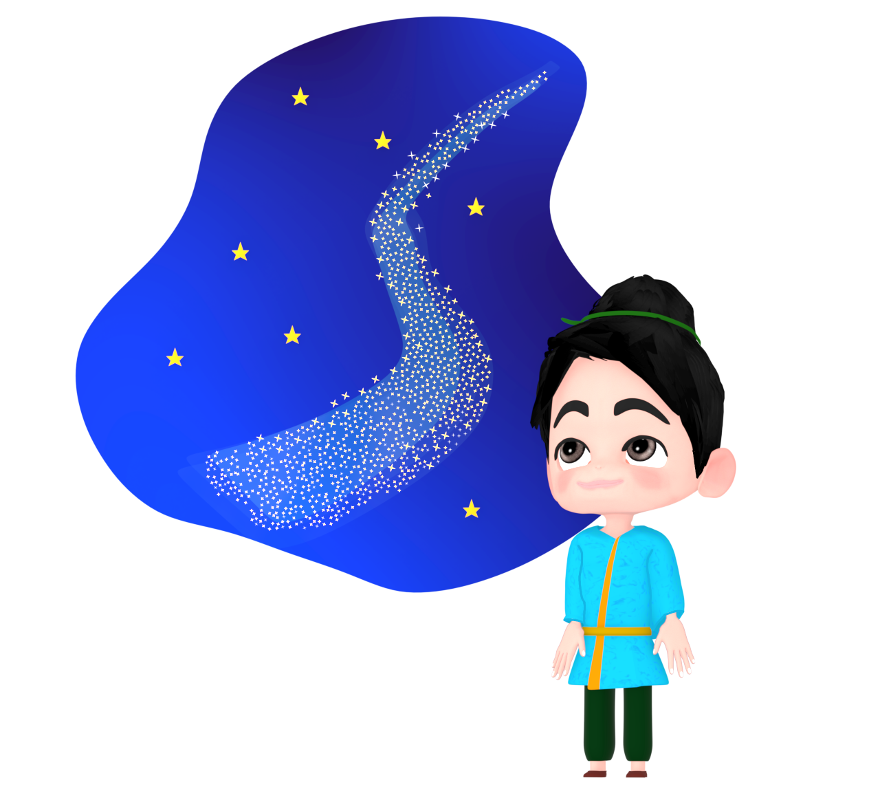 織姫を想う彦星のイラスト