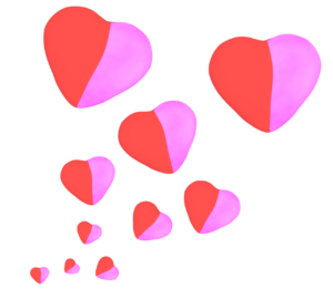 あふれるハートのイラスト