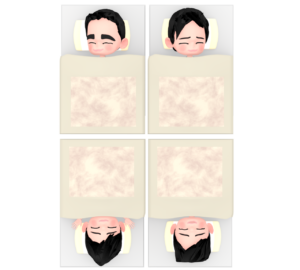 宿泊学習で寝る男子学生のイラスト（合宿）