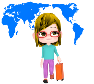 海外旅行に行く外国人のイラスト