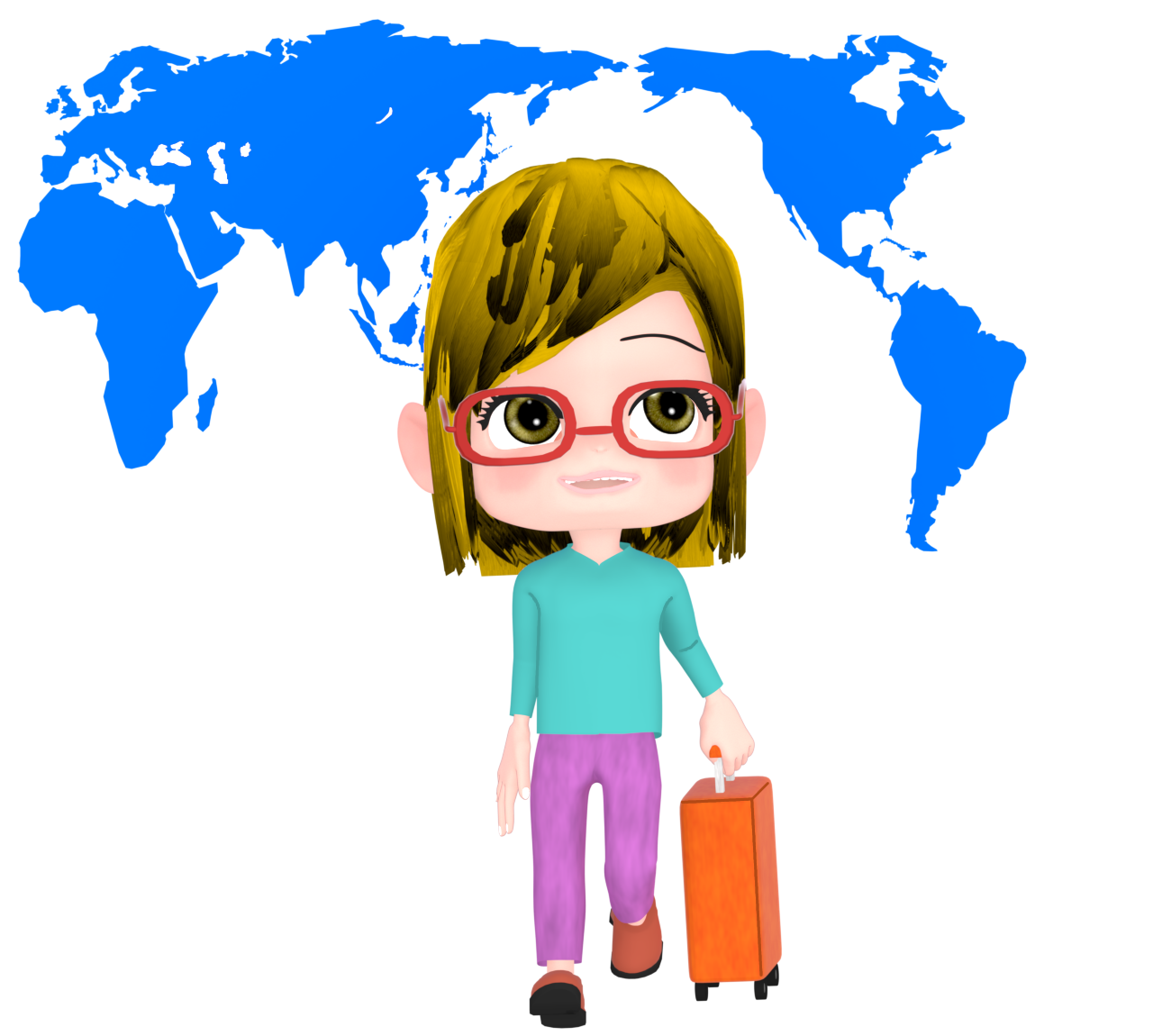 海外旅行に行く外国人のイラスト