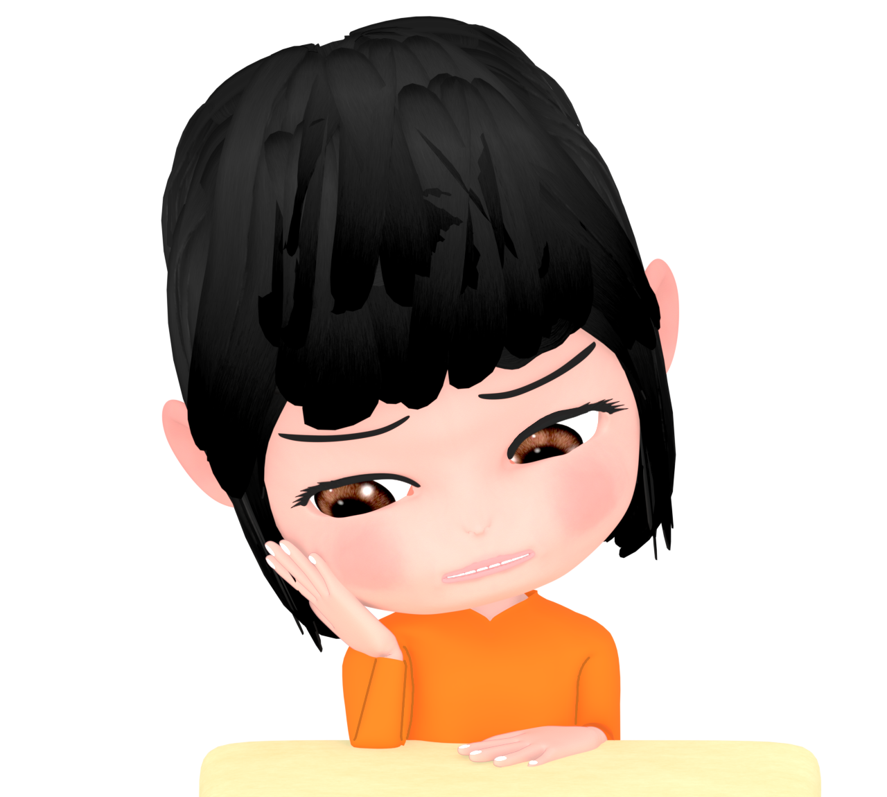 辛そうに座っている女性のイラスト