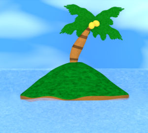 ヤシの木が生えた無人島のイラスト