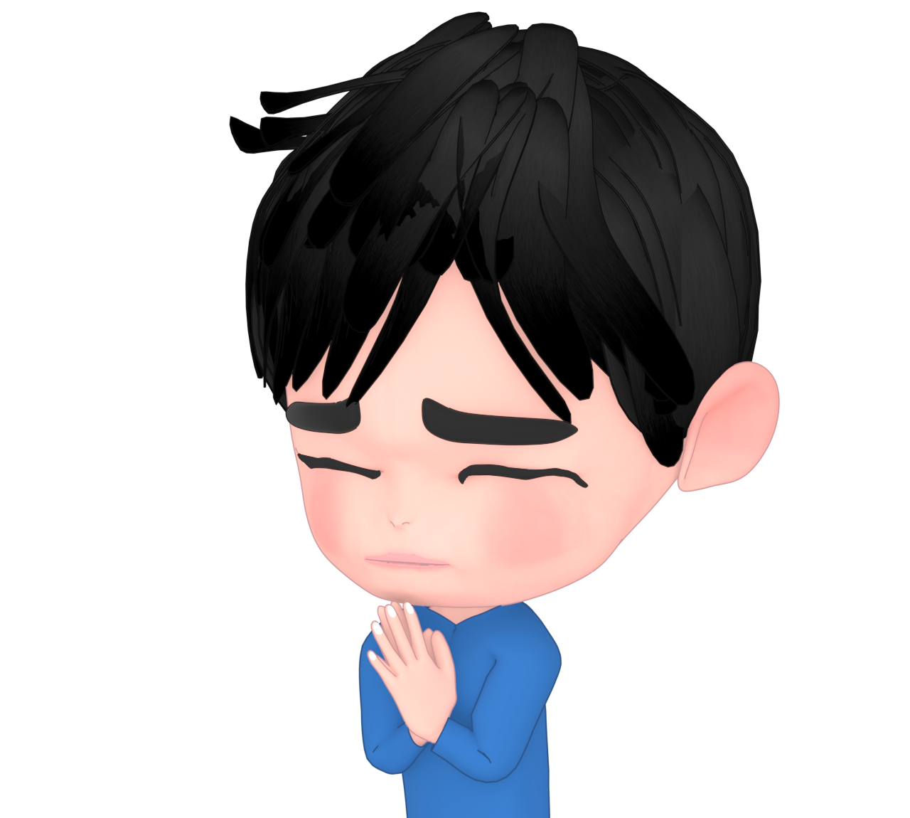目を閉じて合掌をするイラスト