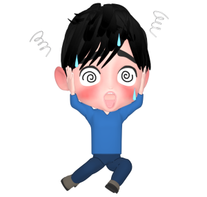 パニックで目が回る男性のイラスト