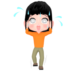 パニックで目が回る女性のイラスト