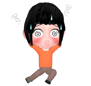 パニックで目が回る女性のイラスト