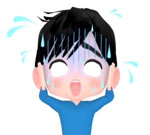 パニックで汗が止まらない男性のイラスト