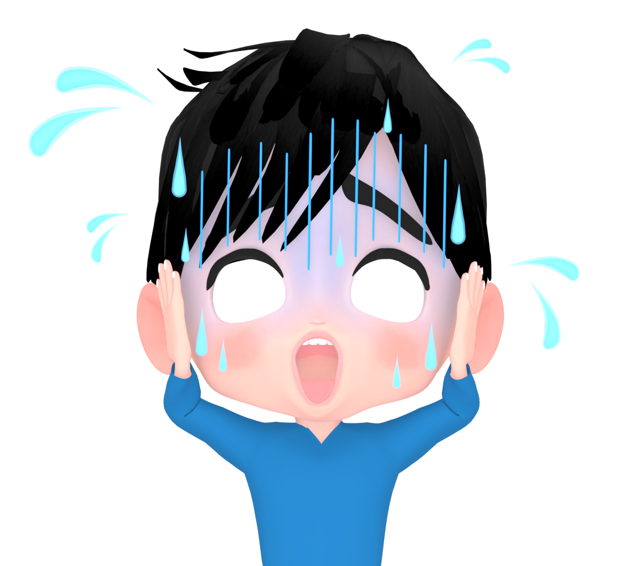 パニックで汗が止まらない男性のイラスト