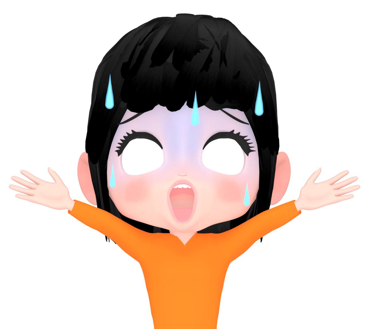 パニックになる白目の女性のイラスト