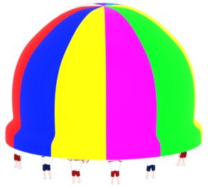 パラバルーンで演技をする園児のイラスト