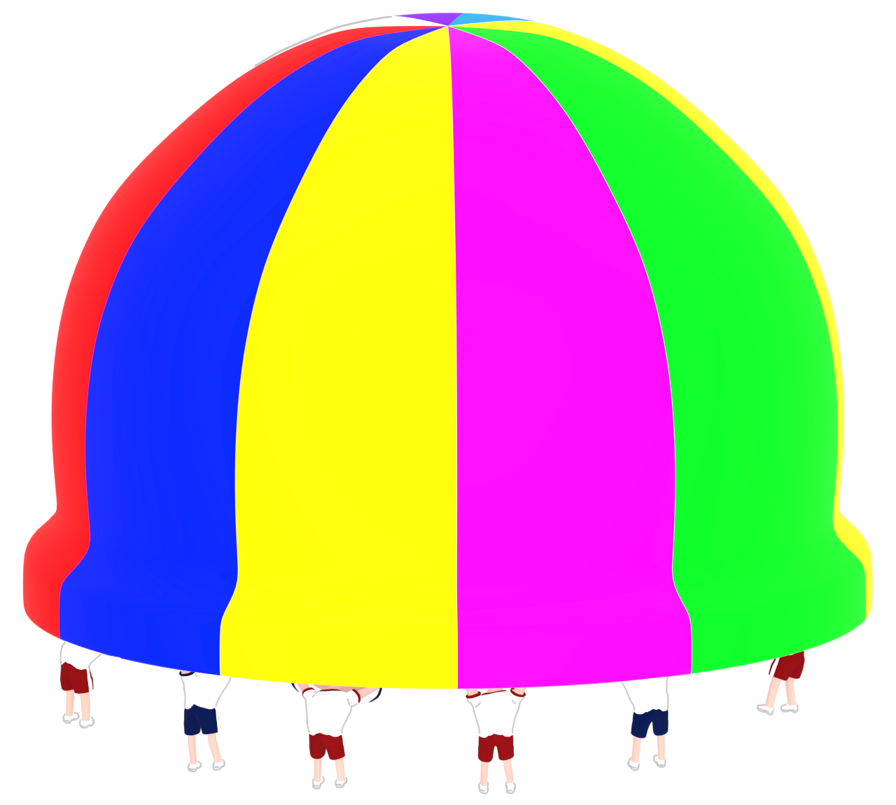 パラバルーンで演技をする園児のイラスト