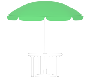 屋外に置かれたパラソルのイラスト