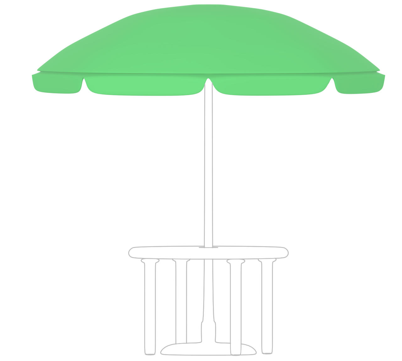 屋外に置かれたパラソルのイラスト