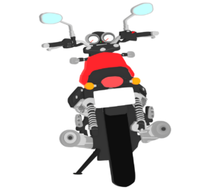 駐車をするオートバイの後ろ姿のイラスト